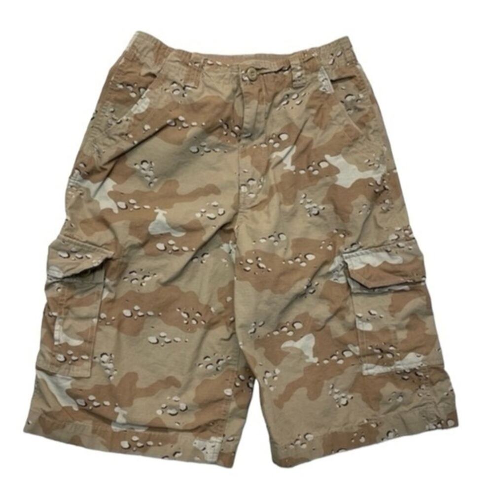 Faded Glory Camo Cargo Shorts Boys Size 16 tan camouflage